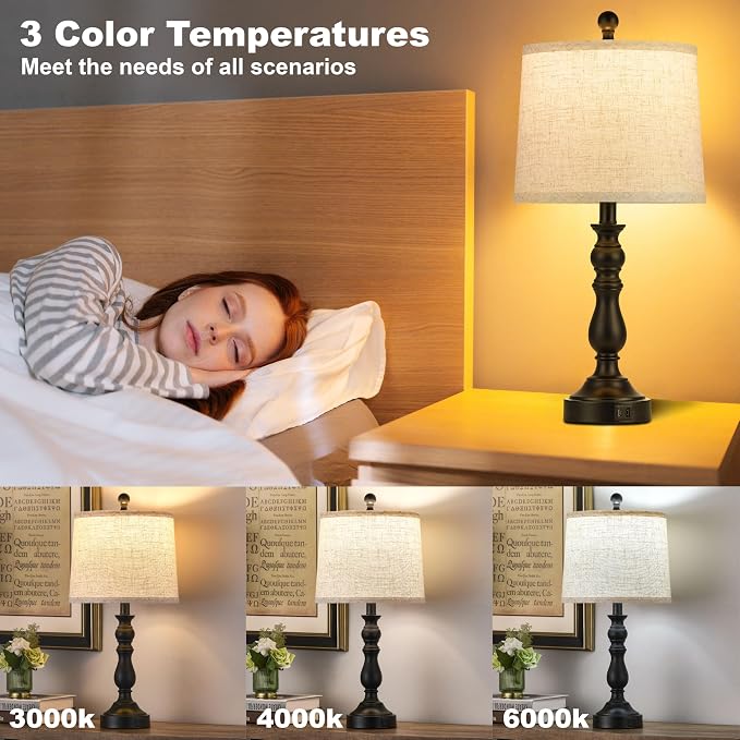 23'' Farmhouse Table Lamps for Living Room Set of 2 - Image 2