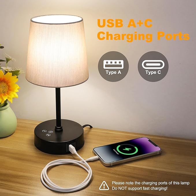 Ascher Small Bedside Table lamp Set of 2, RGB Color Changing Lamps, 3 Color - Image 4