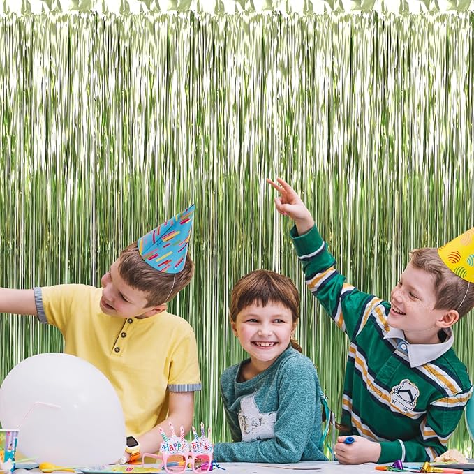 GOER 3.2 ft x 8.2 ft Metallic Tinsel Foil Fringe Curtains Party Photo Backdrop - Image 3