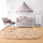 Noahas Fluffy Beige Rugs for Bedroom Living Room, 2.6'X5.3' Oval Throw Rug for - Image 6