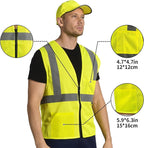 AYKRM 2 Pockets Reflective Safety Vest High Visibility Class II Mesh Vest - Image 2