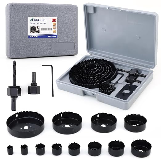 Hole Saw Set with 3/4" to 5" 19PCS Hole Saw Kit by ZHUREKER