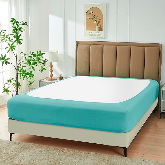 Biscaynebay Decorative Box Spring Cover King & Cal King Size, Aqua Luxurious by Biscaynebay