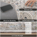 Washable 8x10 Area Rugs for Living Room, Boho Non-Slip Vintage Distress Large - Image 5