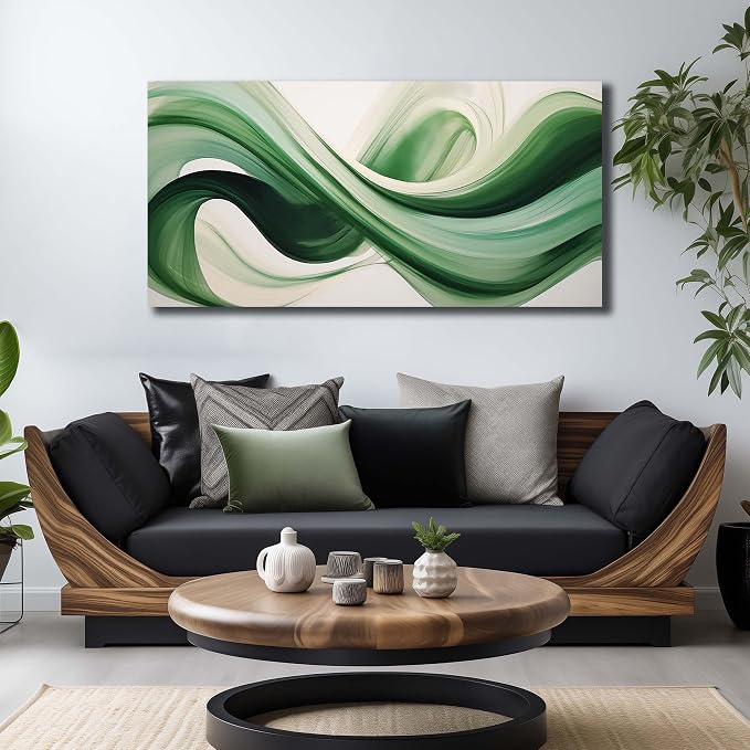 JuhaiArt Green Wall Art for Bedroom White Wall Decor 24"x 48" in Wall Paintings - Image 7