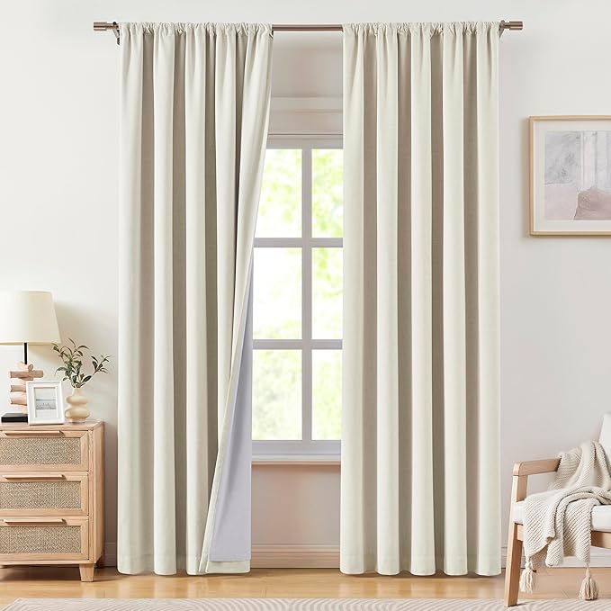 Vision Home Natural Linen Full Blackout Curtains - Image 8