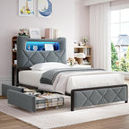 Twin Upholstered LED Bed Frame - Image 8