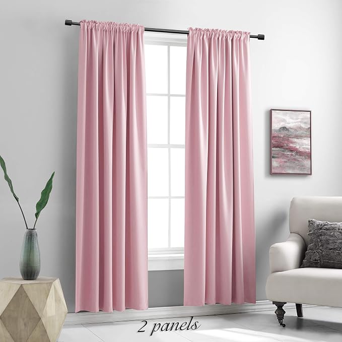 DONREN Pink Blackout Curtains for Girls - Image 2