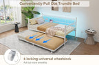 GarveeHome Daybed with Trundle, Metal Twin Trundle Bed with Charging Station & - Image 5