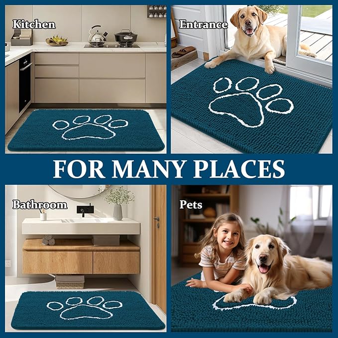 OLANLY Dog Door Mat for Muddy Paws 70x46, Paw Print Design, Absorbs Moisture - Image 8