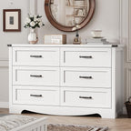 Dresser for Bedroom with 6 Drawers, Modern Dresser TV Stand, Wooden Closet by Xixini