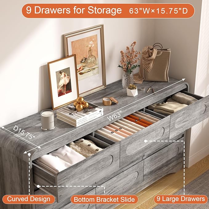 4 Piece Bedroom Set, Dresser and Nightstand Sets, Including Modern Wooden Large - Image 8