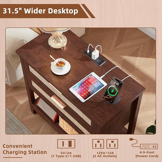 LEYAOYAO 31.5" Wide Rattan Night Stand - Image 5