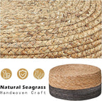 Wimarsbon Round Foot Stool Natural Seagrass Poufs Ottoman Hand Weave Footrest - Image 4