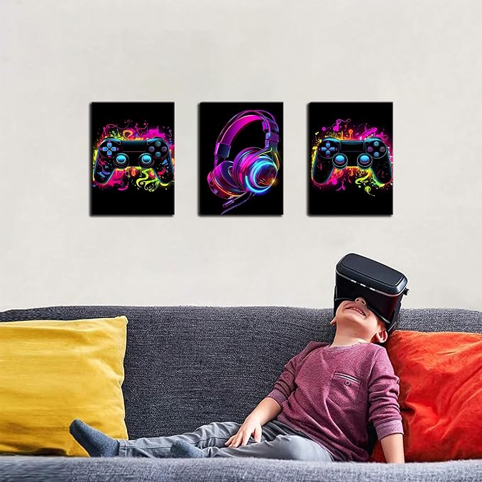 BGFCE Game Room Decor Set of 3, Neon Gaming Video Game Room Wall Art, Gaming - Image 6