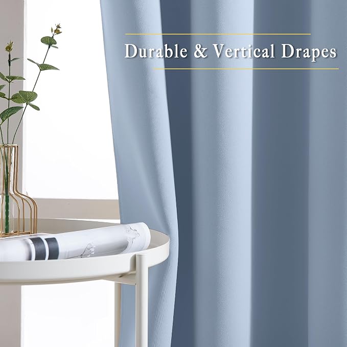 NICETOWN Vintage Blue Curtains 110 inches Long, Grommet Thermal Insulated - Image 5