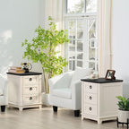 18" Farmhouse Night Stand with 3 Drawers, Wood End Table Dresser - Image 8
