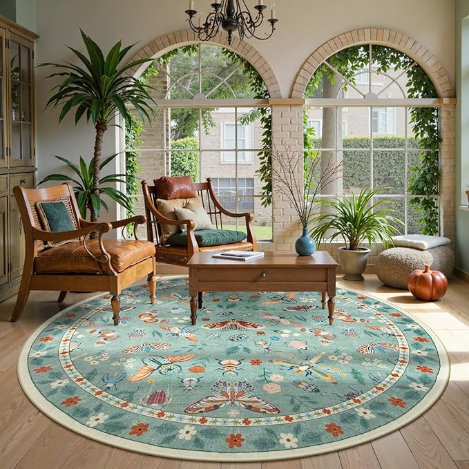 Lahome Insect Washable Round Area Rug, Soft Round Rugs 6ft Ultra-Thin Non-Slip - Image 2