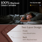 Chestnut Brown Pleated Linen Blackout Curtains 84 Inches Long - Image 2