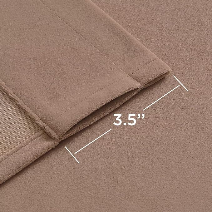 Joydeco Velvet Curtains Rose Beige Blackout Curtains Thermal Insulated 102 - Image 3