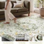 PADOOR 8X10 Area Rug, Rugs for Living Room, Soft Green Rugs for Bedroom - Image 3