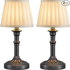 KDG Cordless Portables Table Lamp Set of 2, LED Fabric Shade Small Desk Lamps by KDG