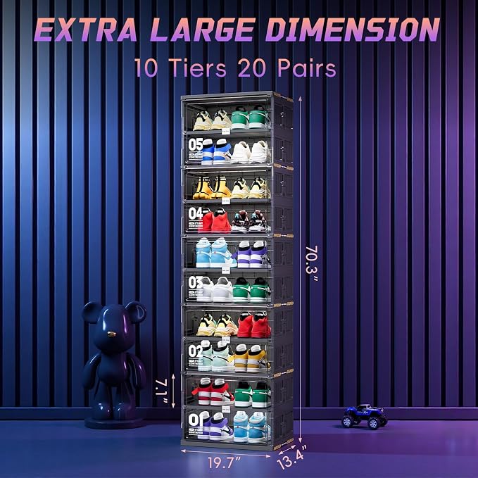 JEKO&JEKO 10-Tier Foldable Shoe Storage Cabinet - Image 3