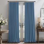 Denim Blue Living Room Black Out Curtains 63 Inch Long Insulated Thermal - Image 8