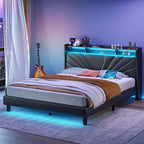Rolanstar Full Size Bed Frame, Storage Headboard by Rolanstar