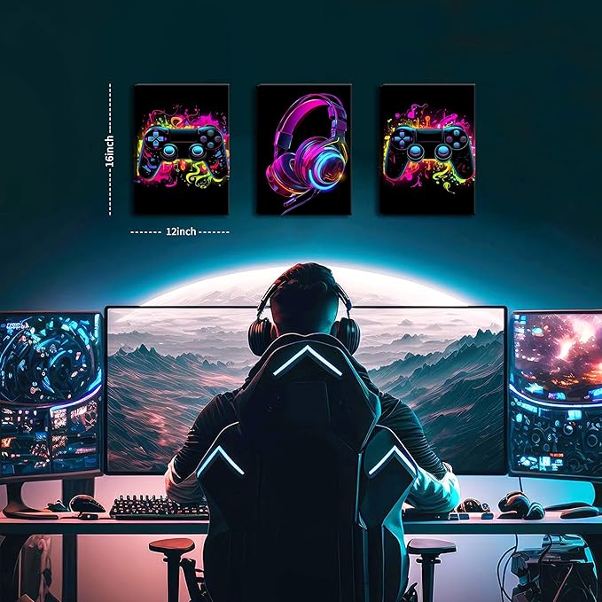 BGFCE Game Room Decor Set of 3, Neon Gaming Video Game Room Wall Art, Gaming - Image 3