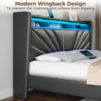 Rolanstar Full Size Bed Frame, Storage Headboard - Image 6