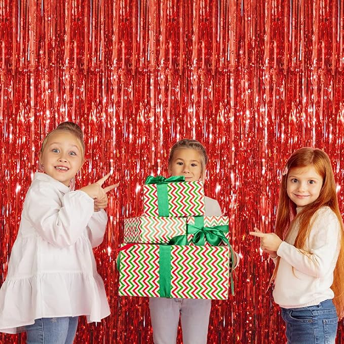 GOER 3.2 ft x 8.2 ft Metallic Tinsel Foil Fringe Curtains Party Photo Backdrop - Image 5