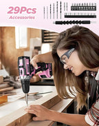 Pink Cordless Drill Set, 21V Electric Power Drill - Image 3