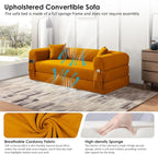 80" Convertible Sofa Bed, Corduroy Deep Seat Folding Pull Out Couch - Image 4