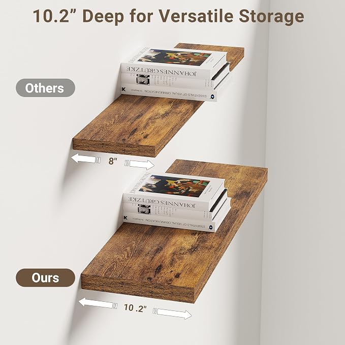 Vivelove 10 Inch Deep Floating Shelves 24 inch Long, 24 x 10 Wide Wall Shelves - Image 5