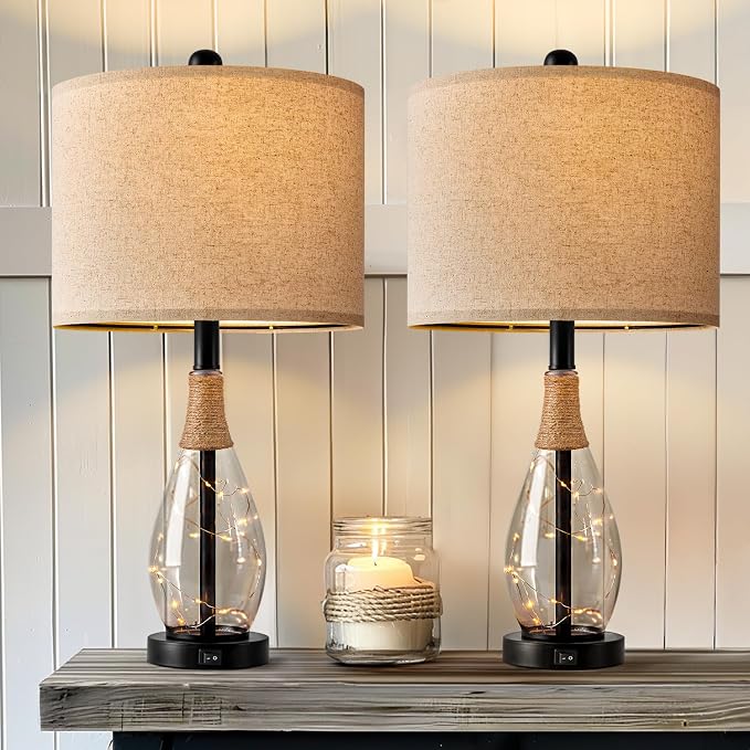 OYEARS 23" Table Lamps for Living Room Set of 2 Bedside Lamps for Night Stands - Image 9