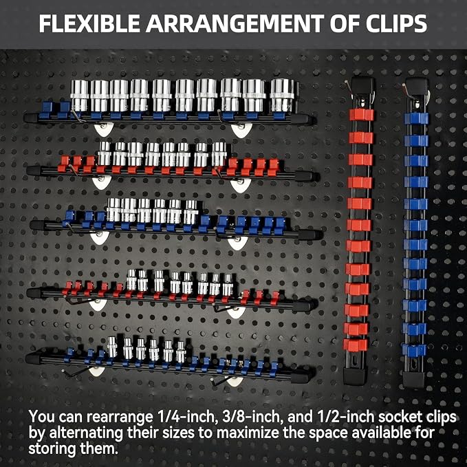 Socket Organizer Drive ABS Tools-Socket Holder, 3/8-Inch x 15 Clips, 1/2-Inch x - Image 5