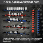 Socket Organizer Drive ABS Tools-Socket Holder, 3/8-Inch x 15 Clips, 1/2-Inch x - Image 5