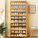 Bamboo Shoe Cabinet with Acrylic Door, 10-Tier Shoe Storage Rack, 40-45 Pairs - Image 9