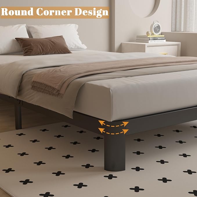 Queen Bed Frame 6 Inch Black, Metal Bed Frame Queen Size - Image 7