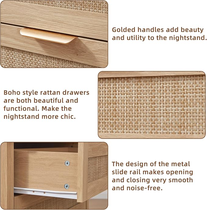 LEYAOYAO 31.5" Wide Rattan Night Stand Set 2 - Image 7