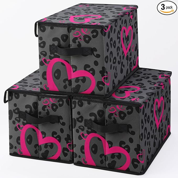 Stackable Storage Bins with Lids, Closet Organizers Fabric Box by Dawuyu