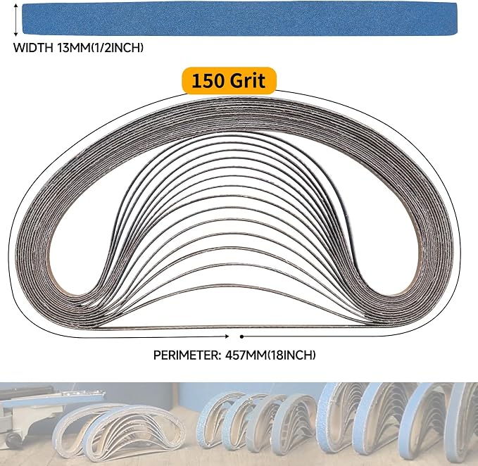 40-Piece 1/2 x 18 Inch 150 Grit Zirconia Sanding Belts, Heavy Duty Long-lasting - Image 2