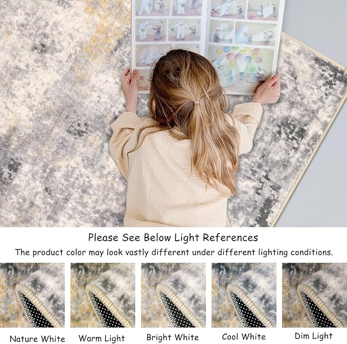 Lahome Washable 5x7 Area Rugs for Living Room, Soft Contemporary Low Pile - Image 4