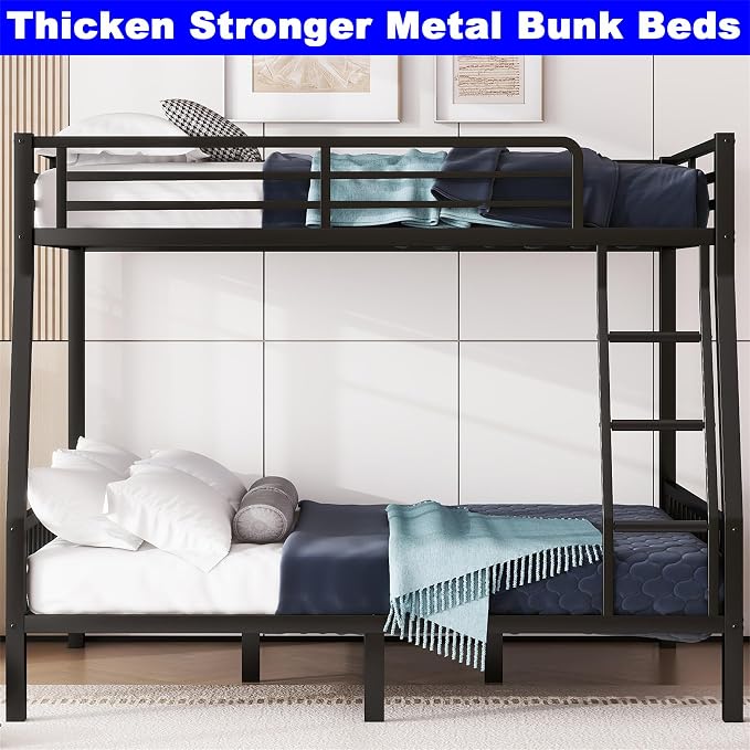 Upgraded Version Thicken Metal Heavy-Duty Full Over Queen Bunk Bed, Best Modern - Image 7