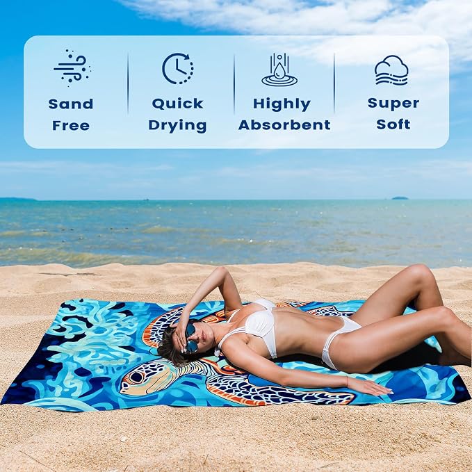 2 Pack Microfiber Beach Towel Oversized 71"x32" Sand Free Quick Dry Absorbent - Image 4