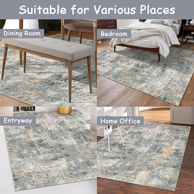 Lahome Washable 5x7 Area Rugs for Living Room, Soft Contemporary Low Pile - Image 5