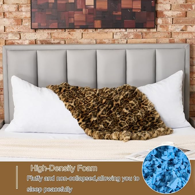 20x54 Fluffy Leopard Print Full Body Pillow, Cheetah Print Plush Fuzzy Faux Fur - Image 3