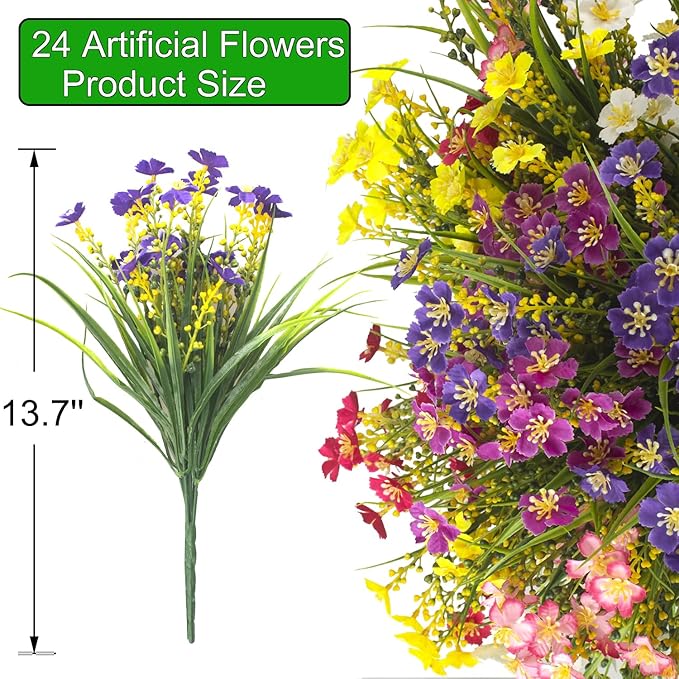 24 Bundles Artificial Faux Flowers Outdoor Plants - Image 3
