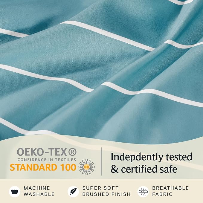 LuxClub 4 PC Queen Sheet Set, Deep Pockets Wrinkle Free Cooling Bed Sheets - Image 6